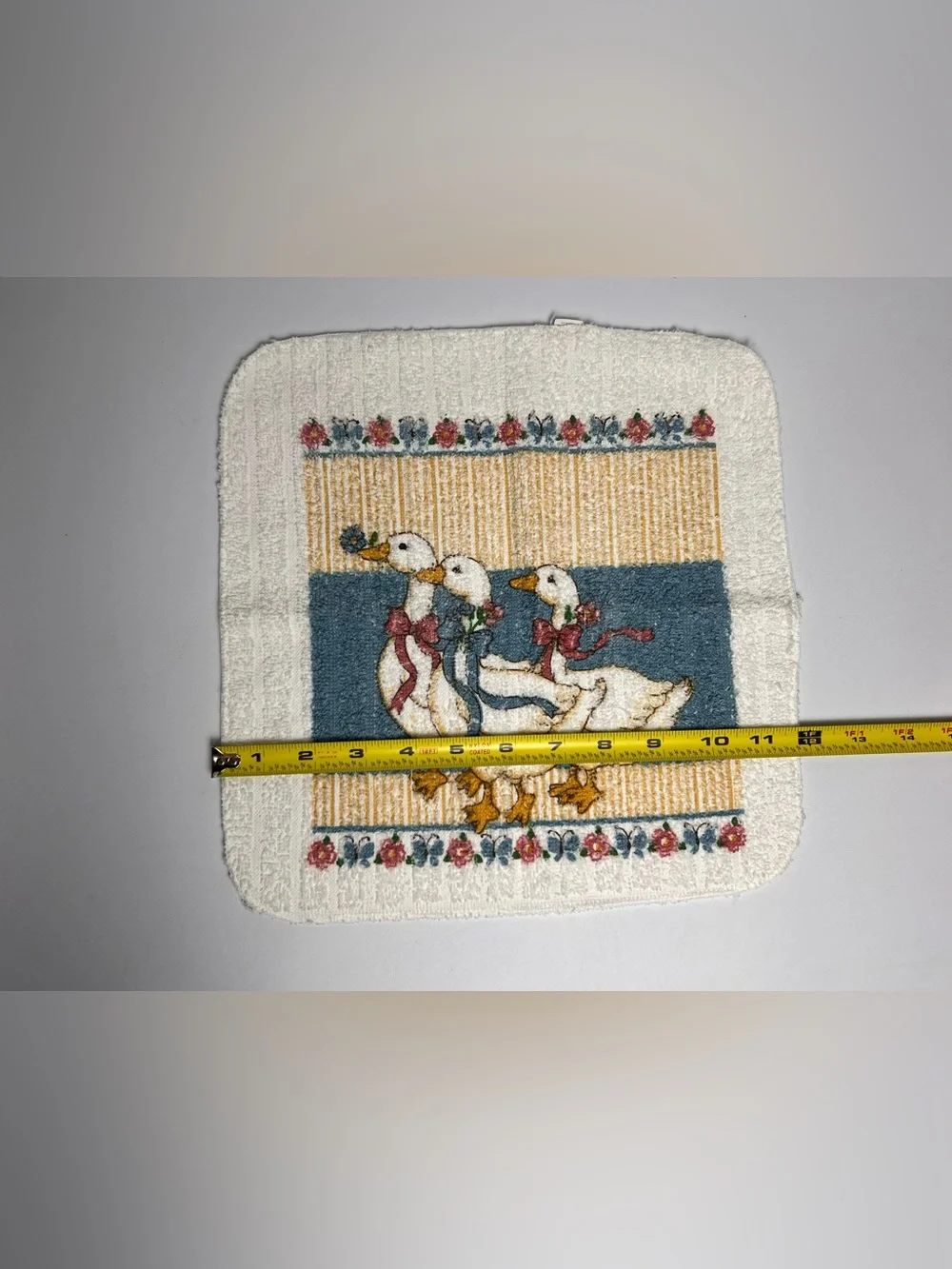 Lot of 3 VTG Cannon 80s Country Geese Goose Rag Towel Fringe READ Cottage Core - Picture 3 of 13